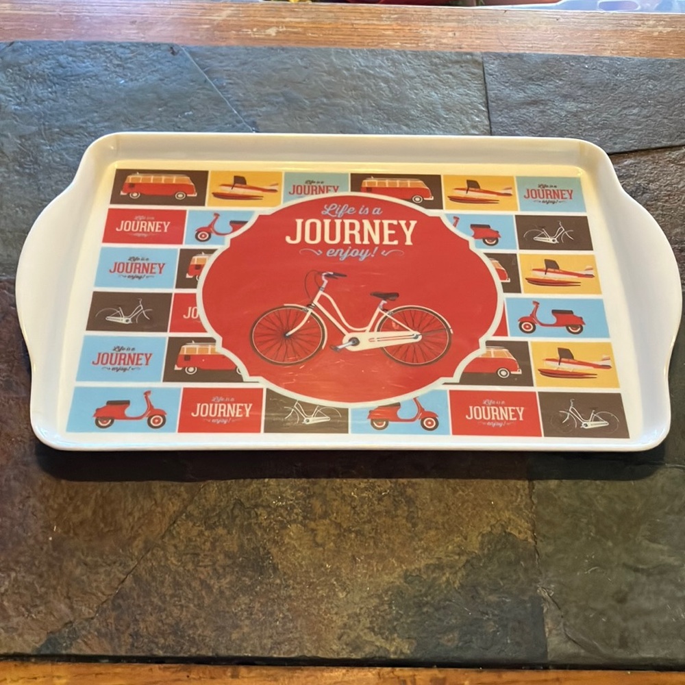 Life is a Journey Enjoy Melamine Serving Tray Bicycle Scooter‎ Plane Bus